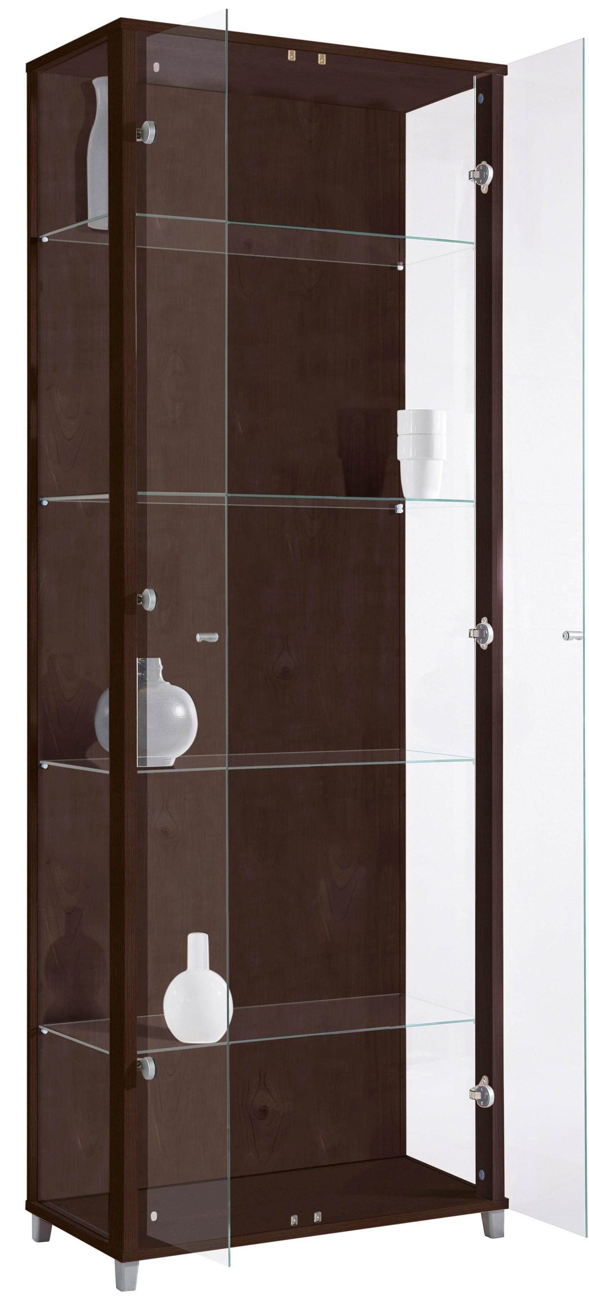 fif möbel OPTIMA Premium Glass Display Cabinet - Adjustable Shelves Collector's Vitrine for Living Room & Study wengefarben fif mu00F6bel Schränke