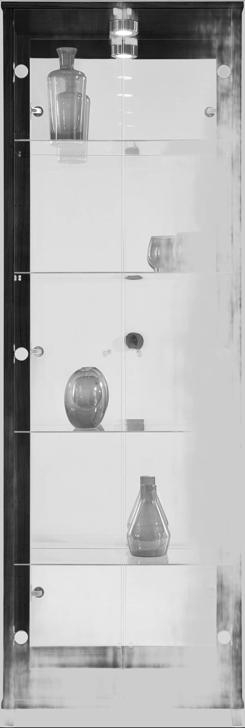 fif möbel Vitrine »OPTIMA« - Moderne Standvitrine mit LED-Beleuchtung, 2 Glastüren & verspiegelter Rückwand | 58x172x33 cm | Sammlervitrine schwarz fif mu00F6bel Schränke