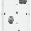 fif mu00F6bel Schränke fif möbel Vitrine »OPTIMA« - Moderne Standvitrine mit LED-Beleuchtung, 2 Glastüren & verspiegelter Rückwand | 58x172x33 cm | Sammlervitrine weiß