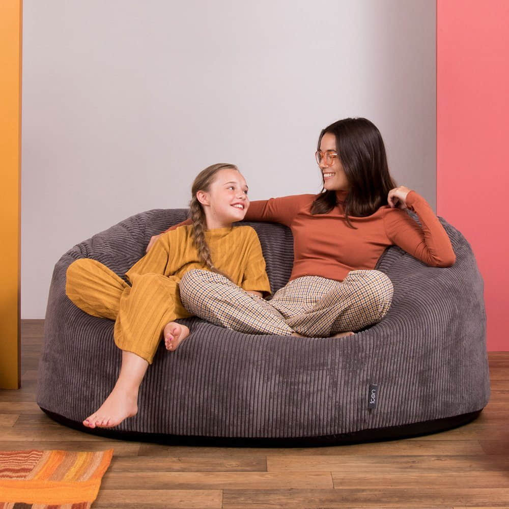 icon Sitzsack 'Soul' XXL Sofa 160x140cm | Premium Cord Bean Bag | Made in Germany | For Adults & Kids grau icon Sessel