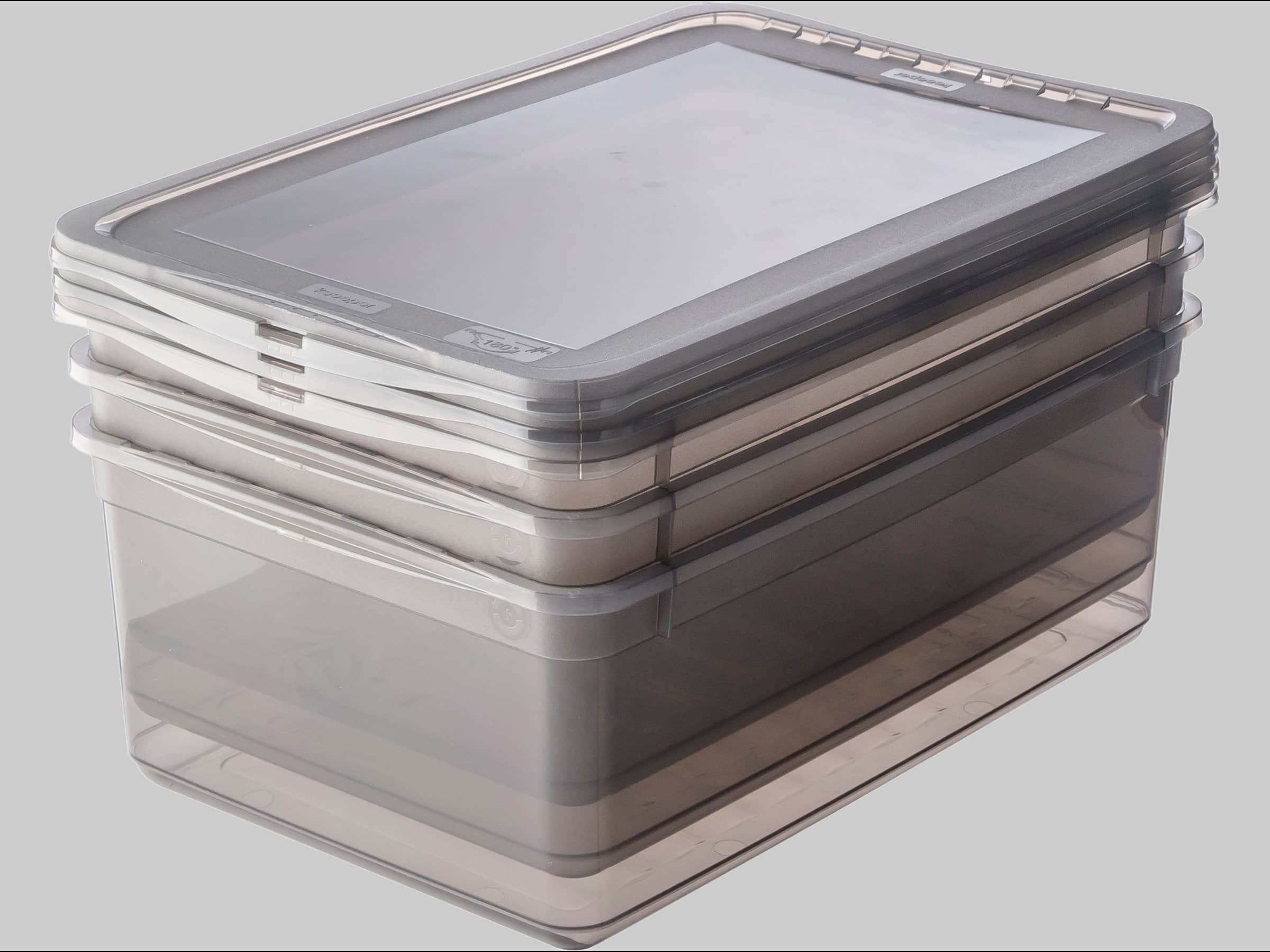 keeeper Aufbewahrungsbox »bea« mit Air Control System - 3er Set transparent (39x26,5x14cm) | 11 Liter Fassungsvermögen | stapelbar & platzsparend crystal grey Aufbewahrung keeeper