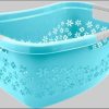 keeeper Bad & Sanitär keeeper 'Lasse' Wäschekorb (65x45x28 cm) – Ergonomischer Wäschesammler mit 50 Liter Fassungsvermögen, 3 Softgriffen & luftdurchlässigem Blumendekor in Nordic Blue aqua blue