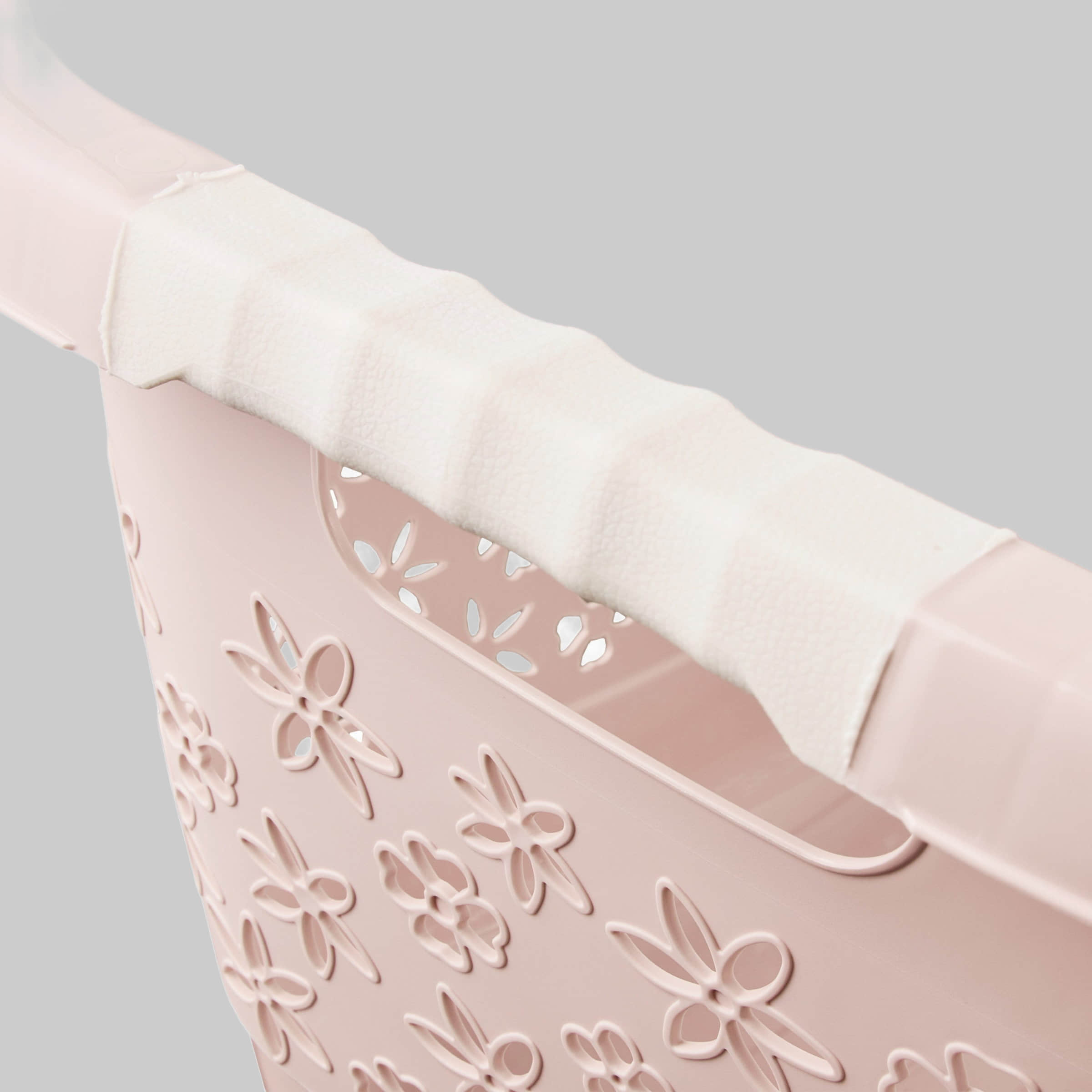 keeeper 'Lasse' Wäschekorb (65x45x28 cm) – Ergonomischer Wäschesammler mit 50 Liter Fassungsvermögen, 3 Softgriffen & luftdurchlässigem Blumendekor in Nordic Blue nordic pink Bad & Sanitär keeeper
