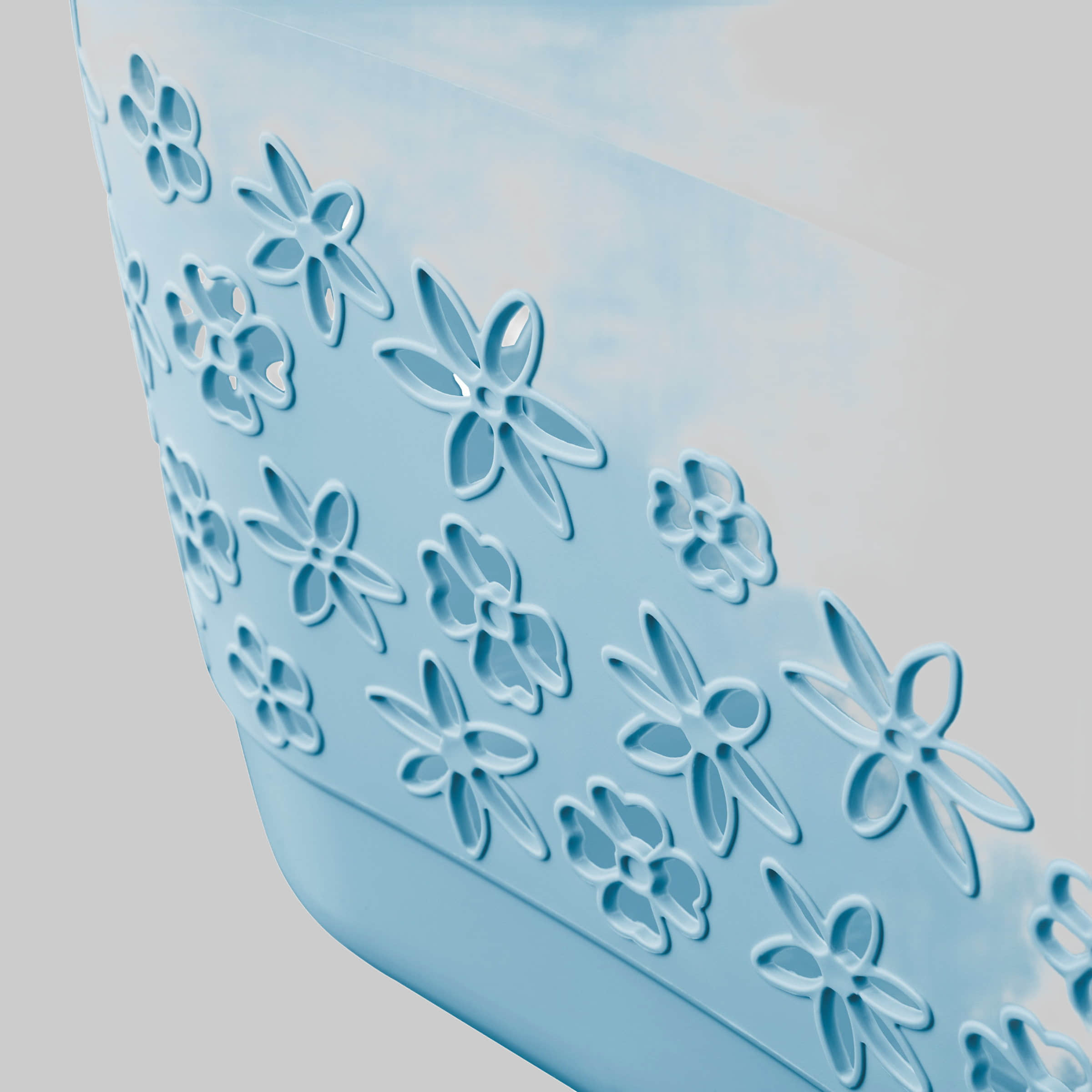 keeeper 'Lasse' Wäschekorb (65x45x28 cm) – Ergonomischer Wäschesammler mit 50 Liter Fassungsvermögen, 3 Softgriffen & luftdurchlässigem Blumendekor in Nordic Blue nordic blue Bad & Sanitär keeeper