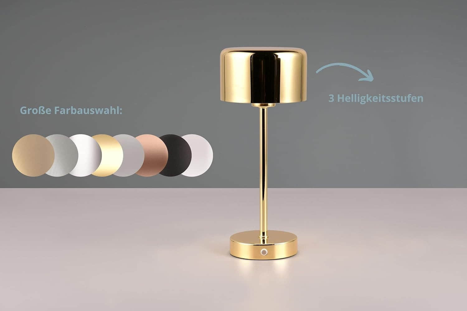 lightling Julien Premium LED Table Lamp - USB-C Rechargeable, Touch Dimmable (3 Levels), 20H Battery, Warm White Light - Modern Metal Design for Home/Office (12x30cm) messing po Lampen lightling