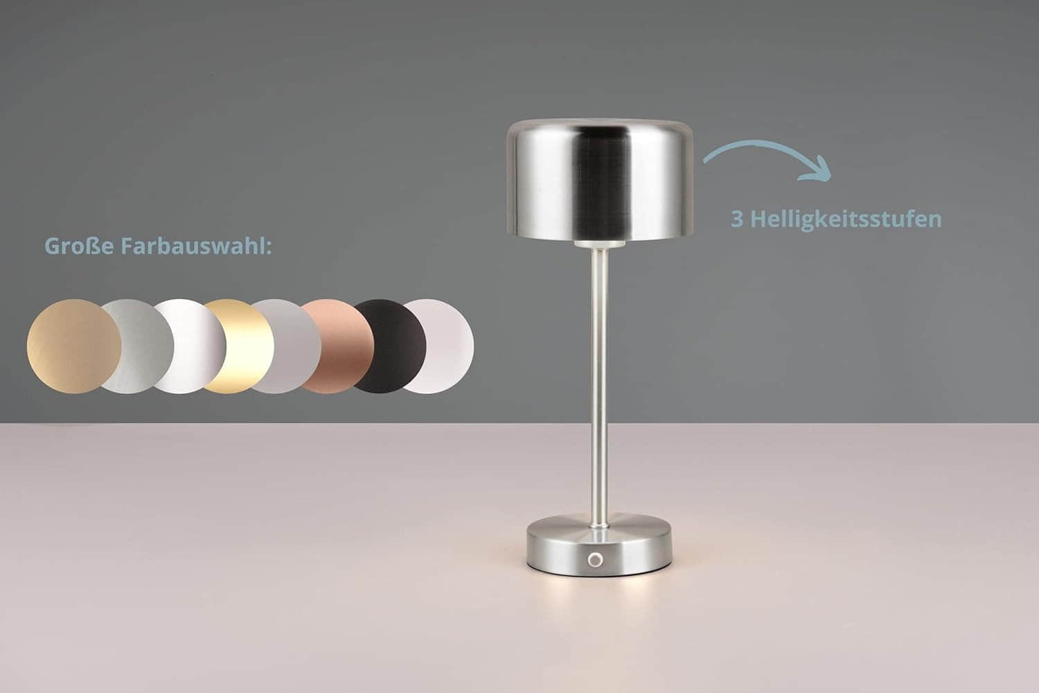 lightling Lampen lightling Julien Premium LED Table Lamp - USB-C Rechargeable, Touch Dimmable (3 Levels), 20H Battery, Warm White Light - Modern Metal Design for Home/Office (12x30cm) nickel matt