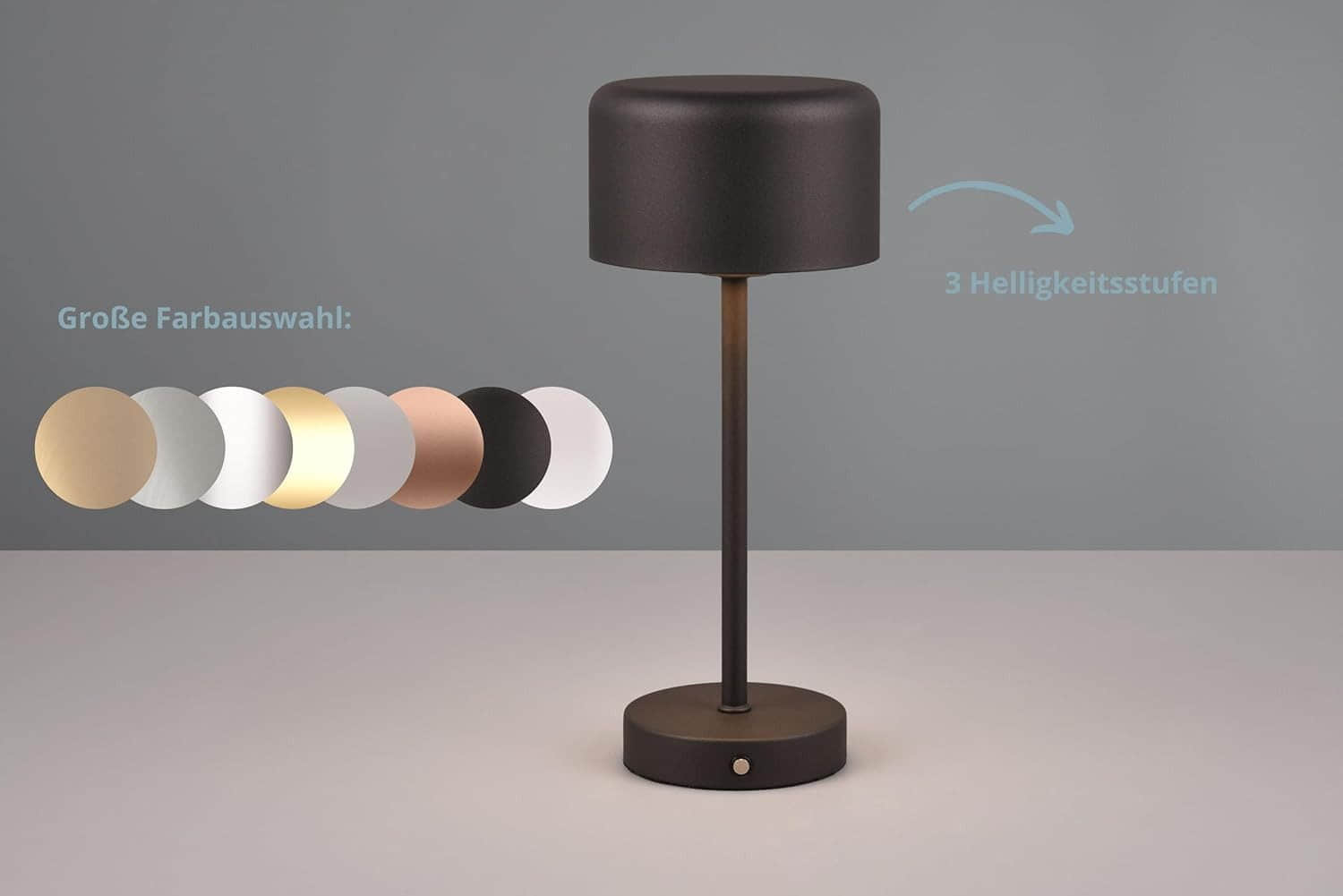 lightling Julien Premium LED Table Lamp - USB-C Rechargeable, Touch Dimmable (3 Levels), 20H Battery, Warm White Light - Modern Metal Design for Home/Office (12x30cm) schwarz matt Lampen lightling