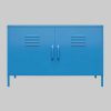 Kommoden & Sideboards loft24 loft24 Sideboard Cache – Stilvoller 2-türiger Metall-Spind-Schrank mit Pulverbeschichtung | Moderner Aufbewahrungsschrank für Zuhause blau