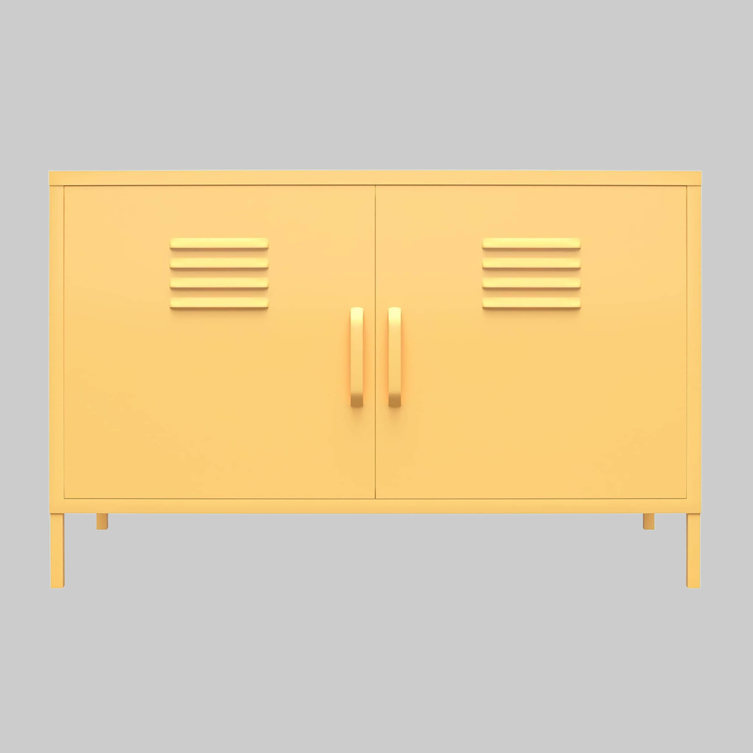 loft24 Sideboard Cache – Stilvoller 2-türiger Metall-Spind-Schrank mit Pulverbeschichtung | Moderner Aufbewahrungsschrank für Zuhause gelb loft24 Kommoden & Sideboards