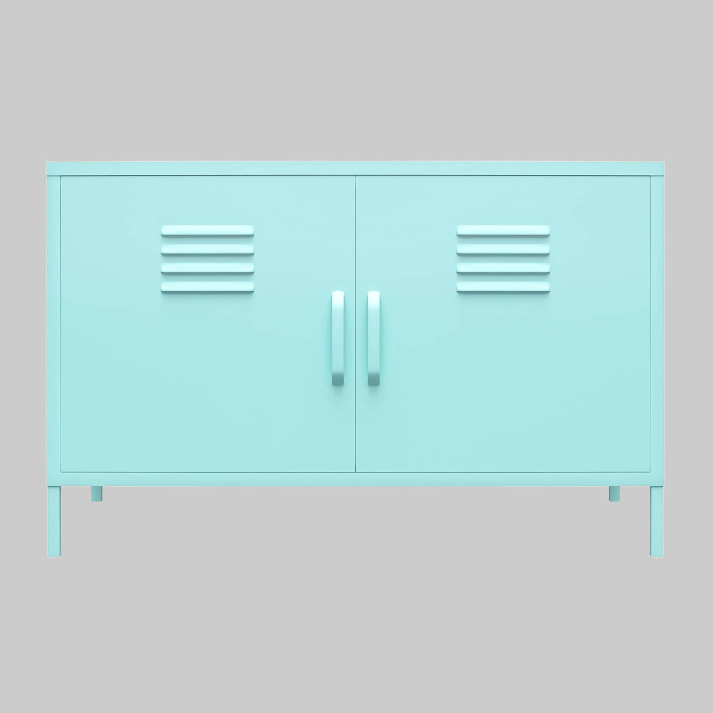loft24 loft24 Sideboard Cache – Stilvoller 2-türiger Metall-Spind-Schrank mit Pulverbeschichtung | Moderner Aufbewahrungsschrank für Zuhause grün Kommoden & Sideboards