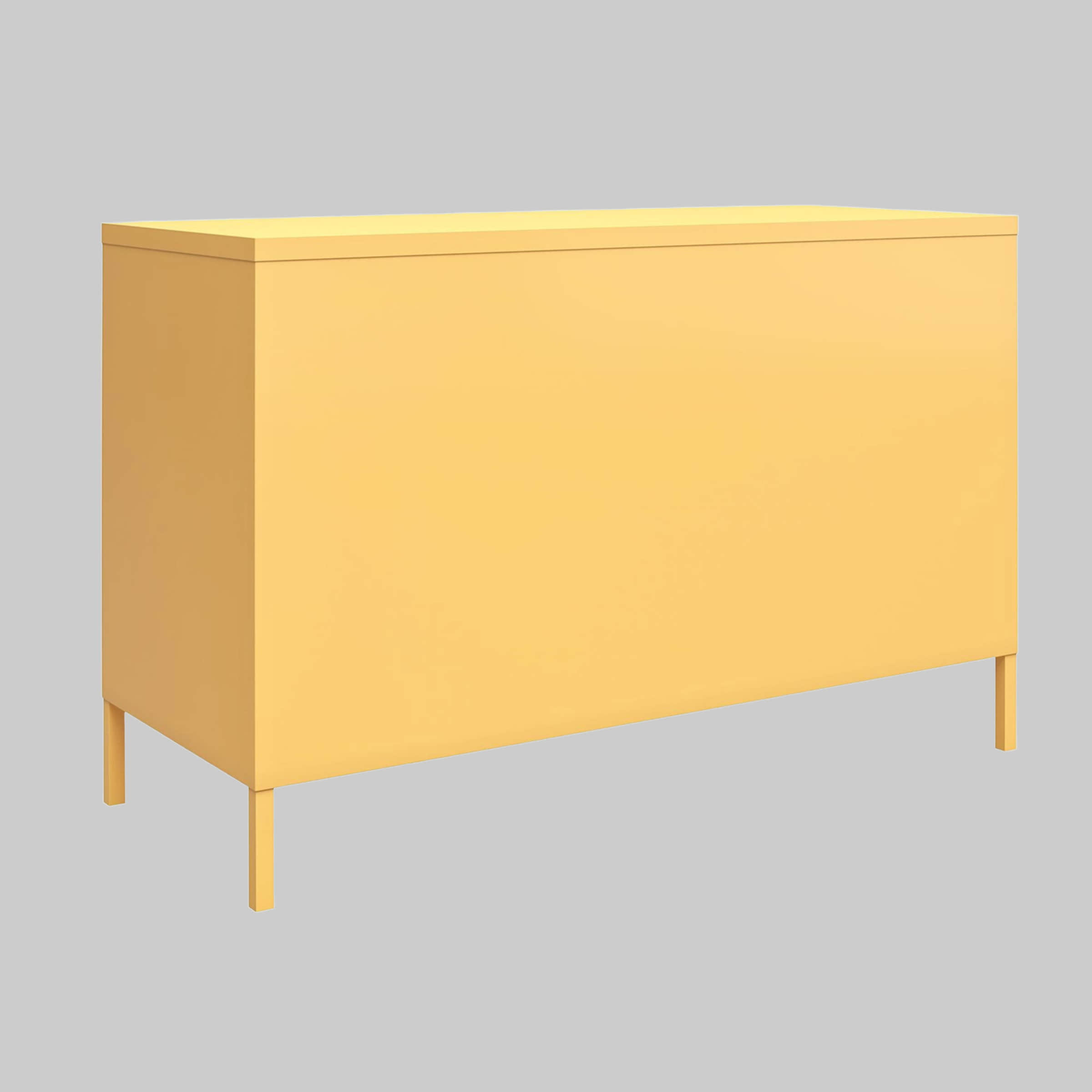 loft24 Sideboard Cache – Stilvoller 2-türiger Metall-Spind-Schrank mit Pulverbeschichtung | Moderner Aufbewahrungsschrank für Zuhause gelb loft24 Kommoden & Sideboards