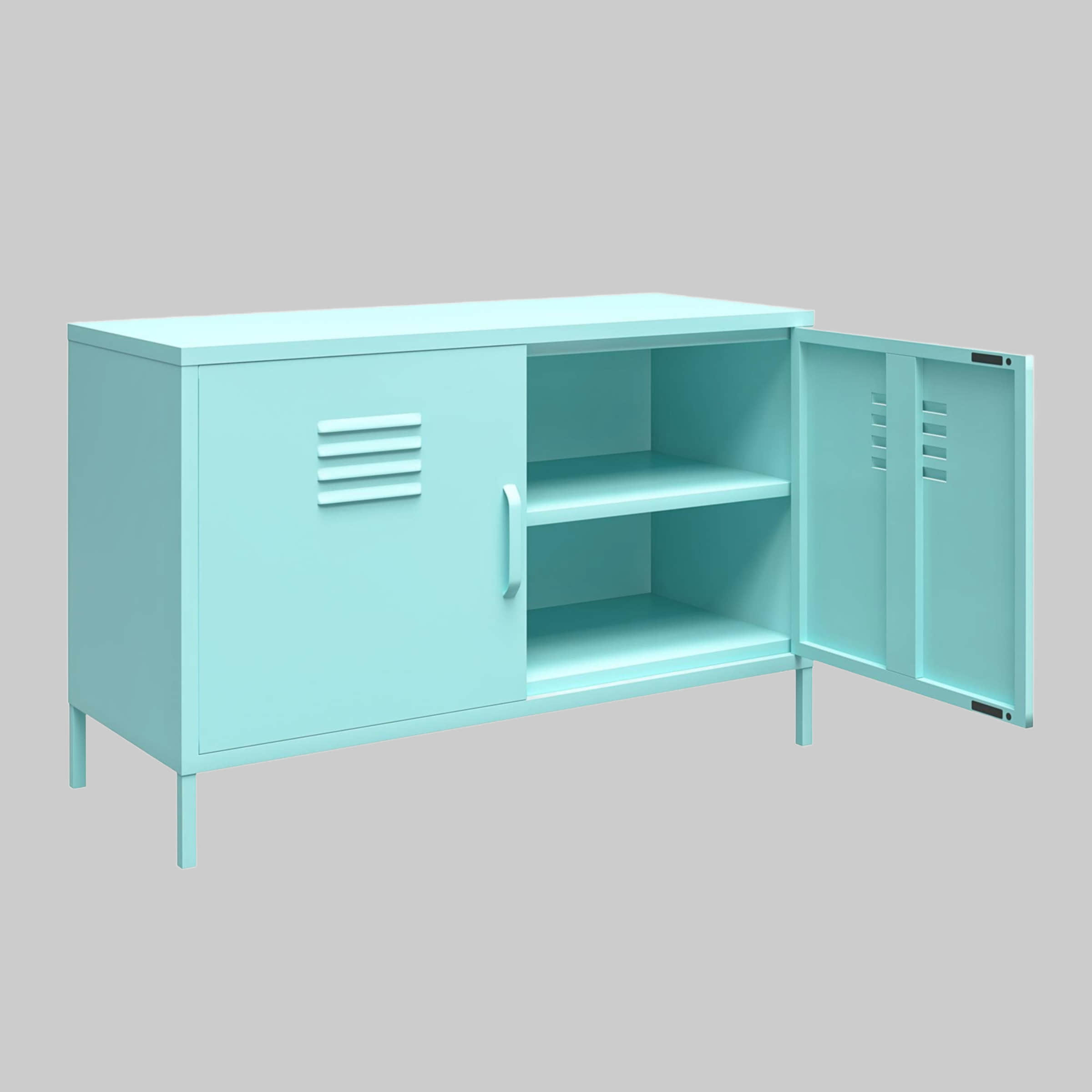 loft24 loft24 Sideboard Cache – Stilvoller 2-türiger Metall-Spind-Schrank mit Pulverbeschichtung | Moderner Aufbewahrungsschrank für Zuhause grün Kommoden & Sideboards