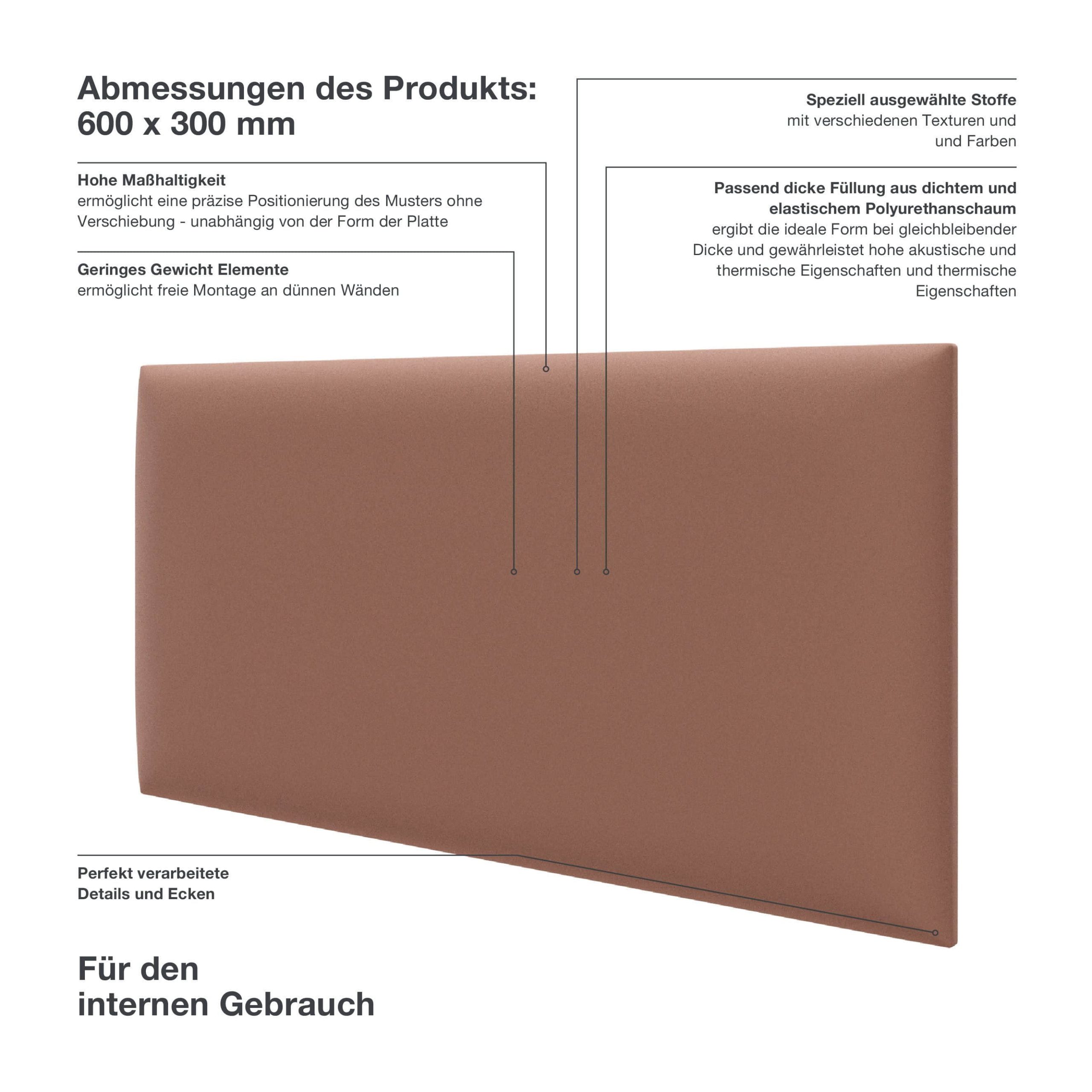 mollis Bauen & Renovieren mollis Premium Wandpaneel Rechteckig 30x60 cm – Akustik Wandpolster, Bettkopfteil & Raumteiler in 8 Farben | FSC® C114919 zertifiziert Terracota