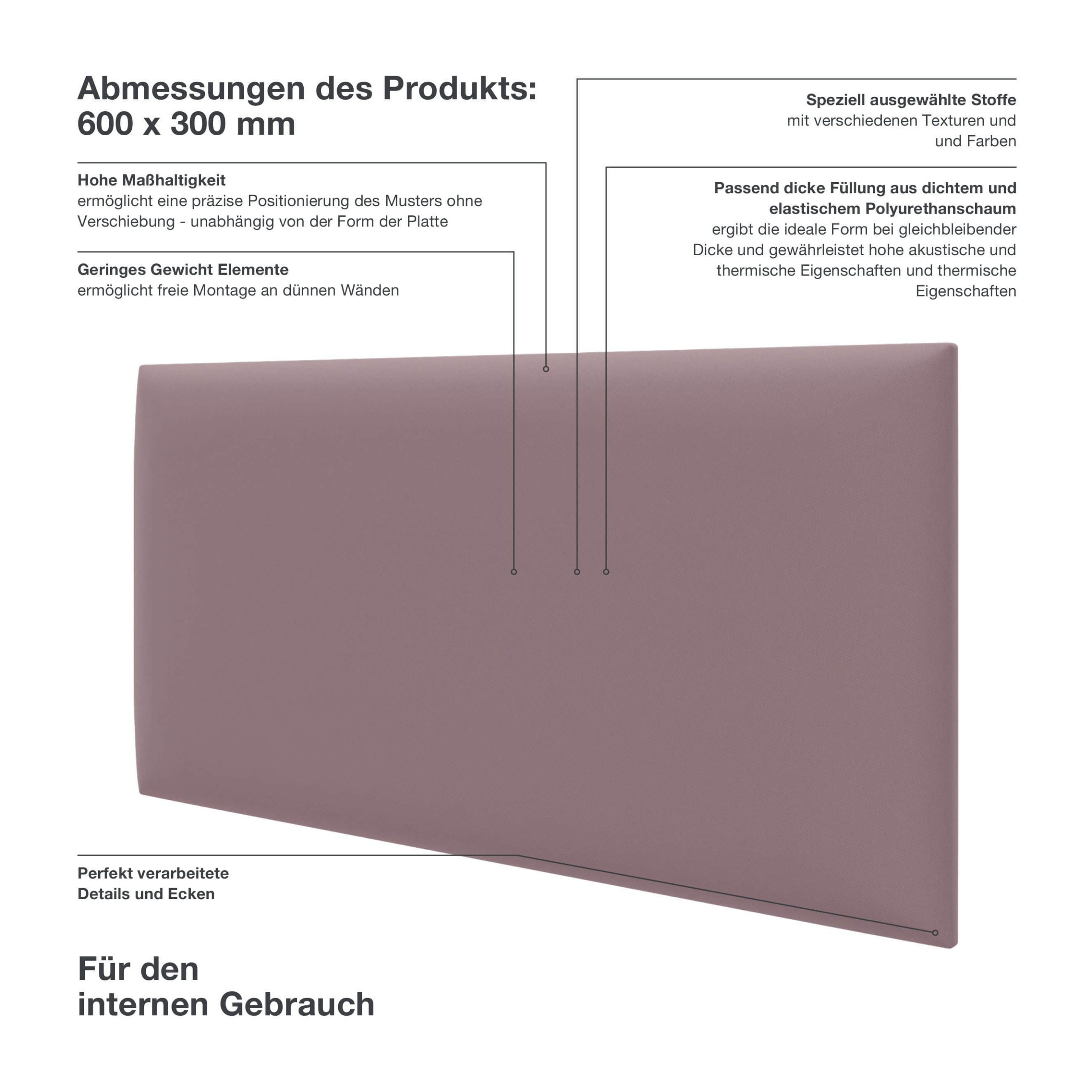 Bauen & Renovieren mollis mollis Premium Wandpaneel Rechteckig 30x60 cm – Akustik Wandpolster, Bettkopfteil & Raumteiler in 8 Farben | FSC® C114919 zertifiziert Holunderbe