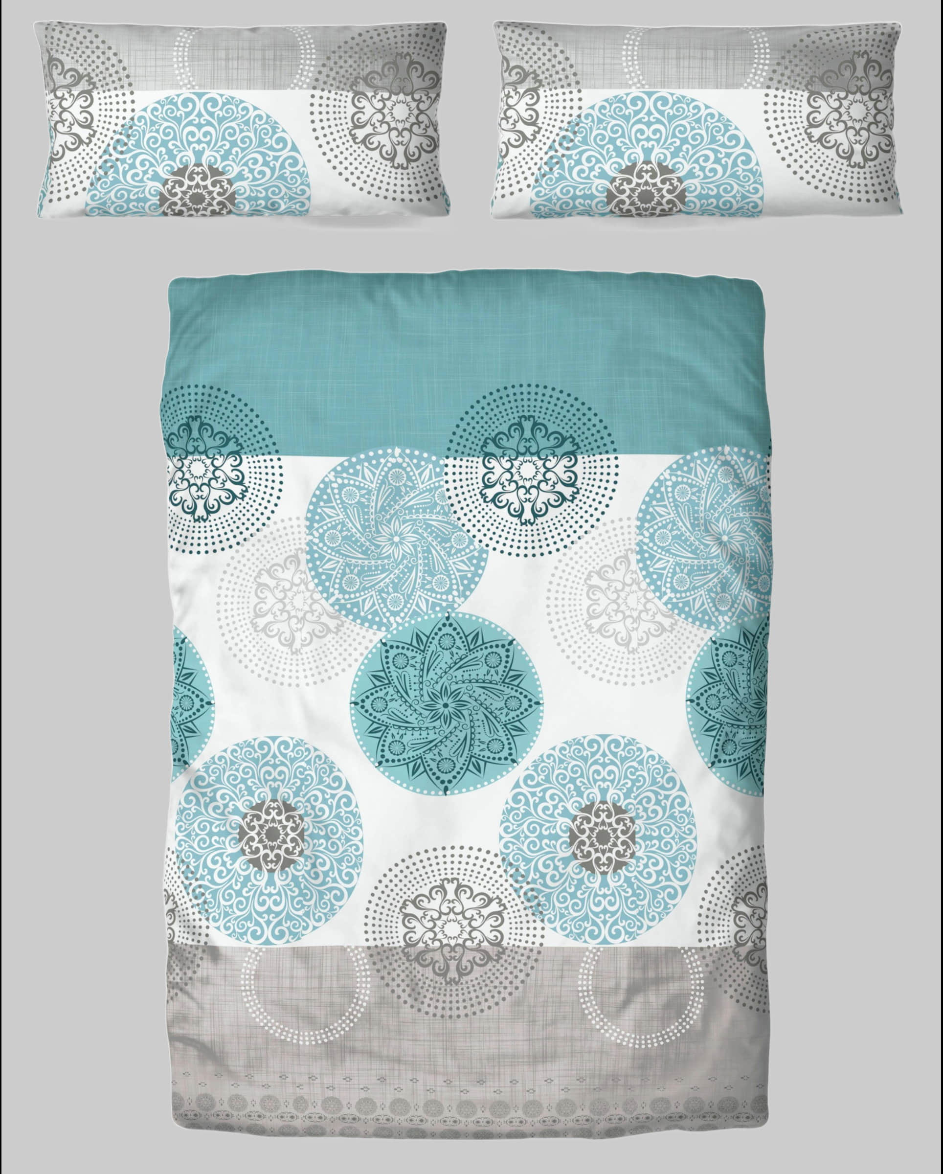 Bettwäsche my home my home Bettwäsche »Tesso« – Baumwolle mit Ornamenten in 135x200 cm, 155x220 cm oder 200x200 cm | Elegantes Design & hoher Komfort petrol/grau