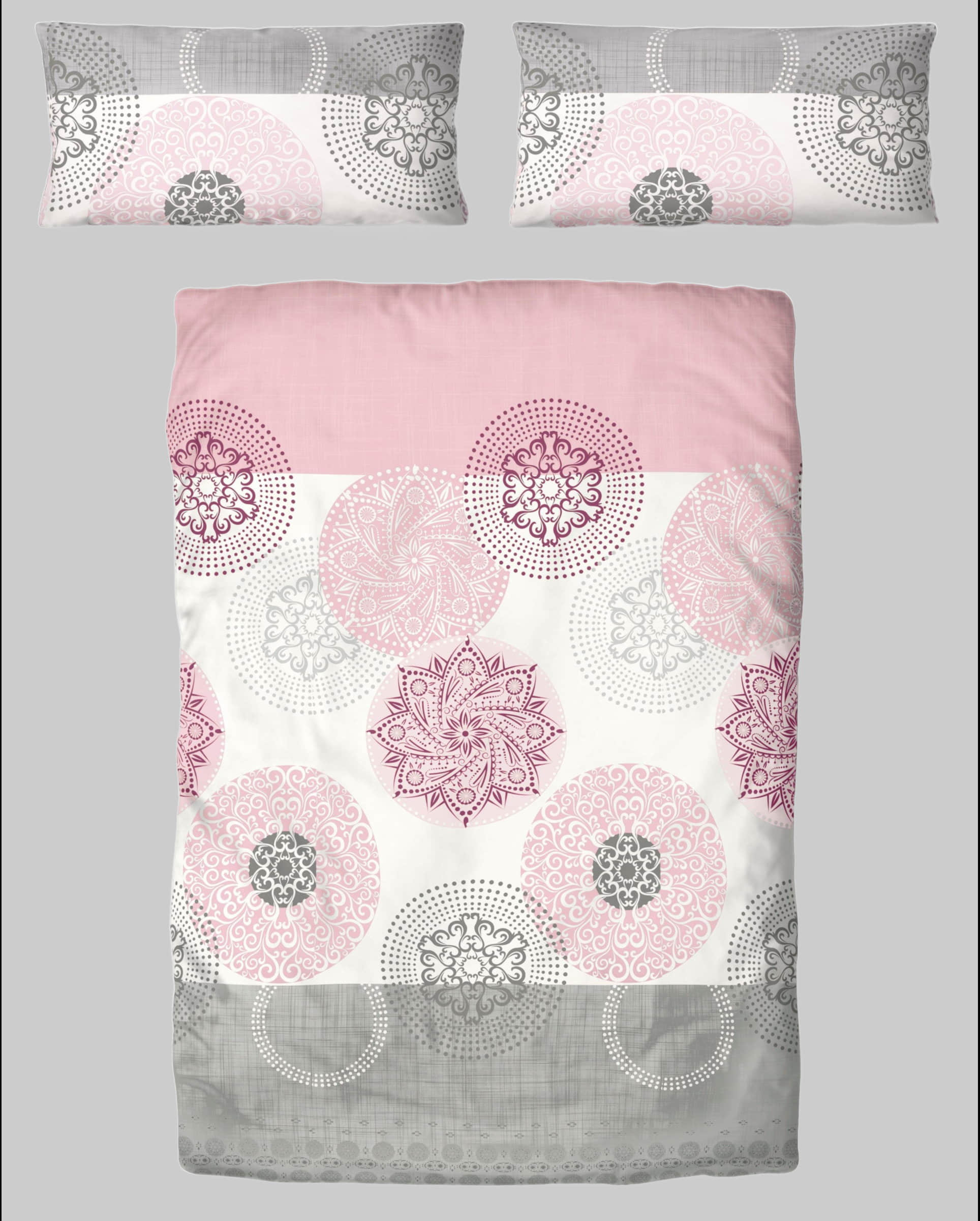 my home Bettwäsche »Tesso« – Baumwolle mit Ornamenten in 135x200 cm, 155x220 cm oder 200x200 cm | Elegantes Design & hoher Komfort rosa/grau Bettwäsche my home