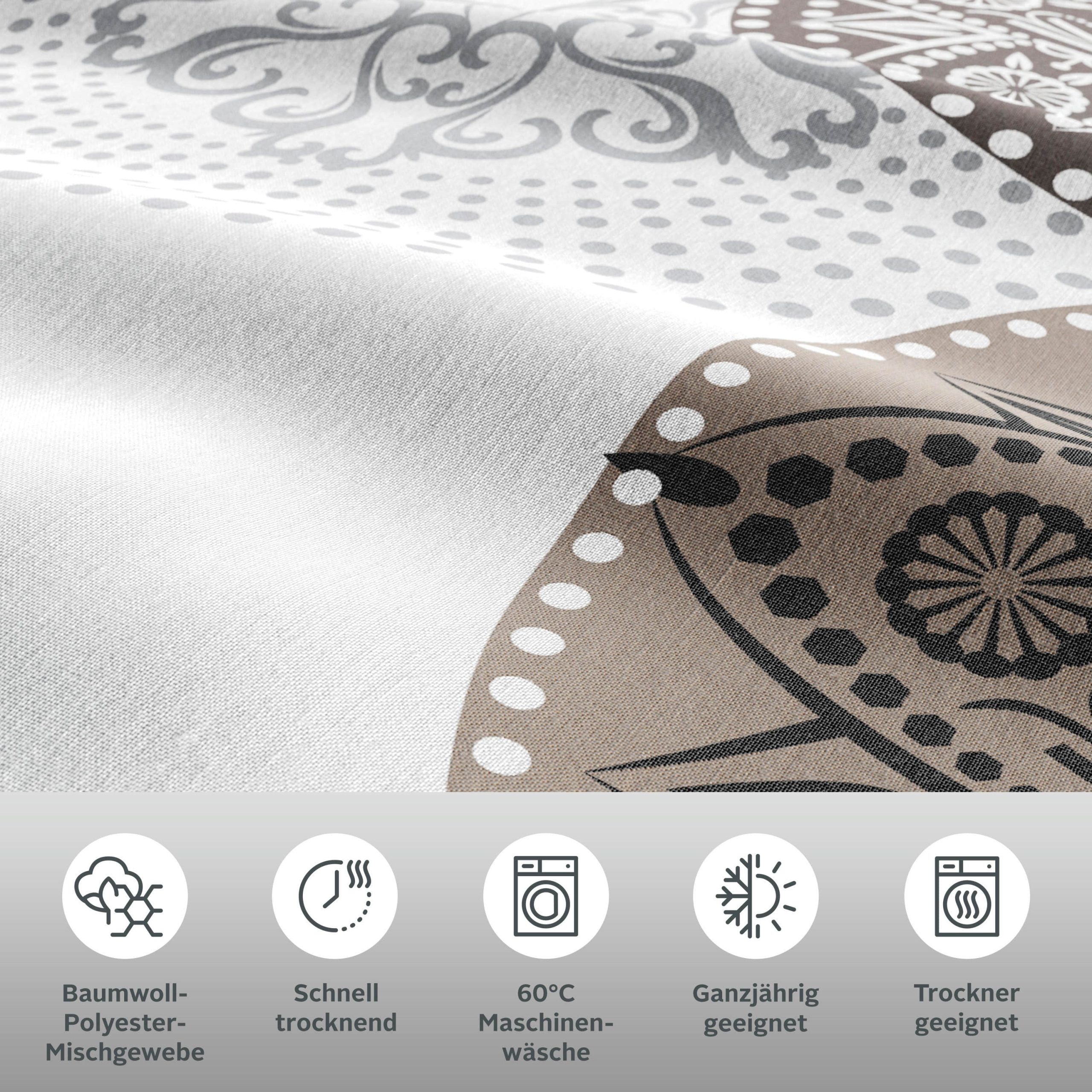my home Bettwäsche »Tesso« – Baumwolle mit Ornamenten in 135x200 cm, 155x220 cm oder 200x200 cm | Elegantes Design & hoher Komfort grau/taupe Bettwäsche my home
