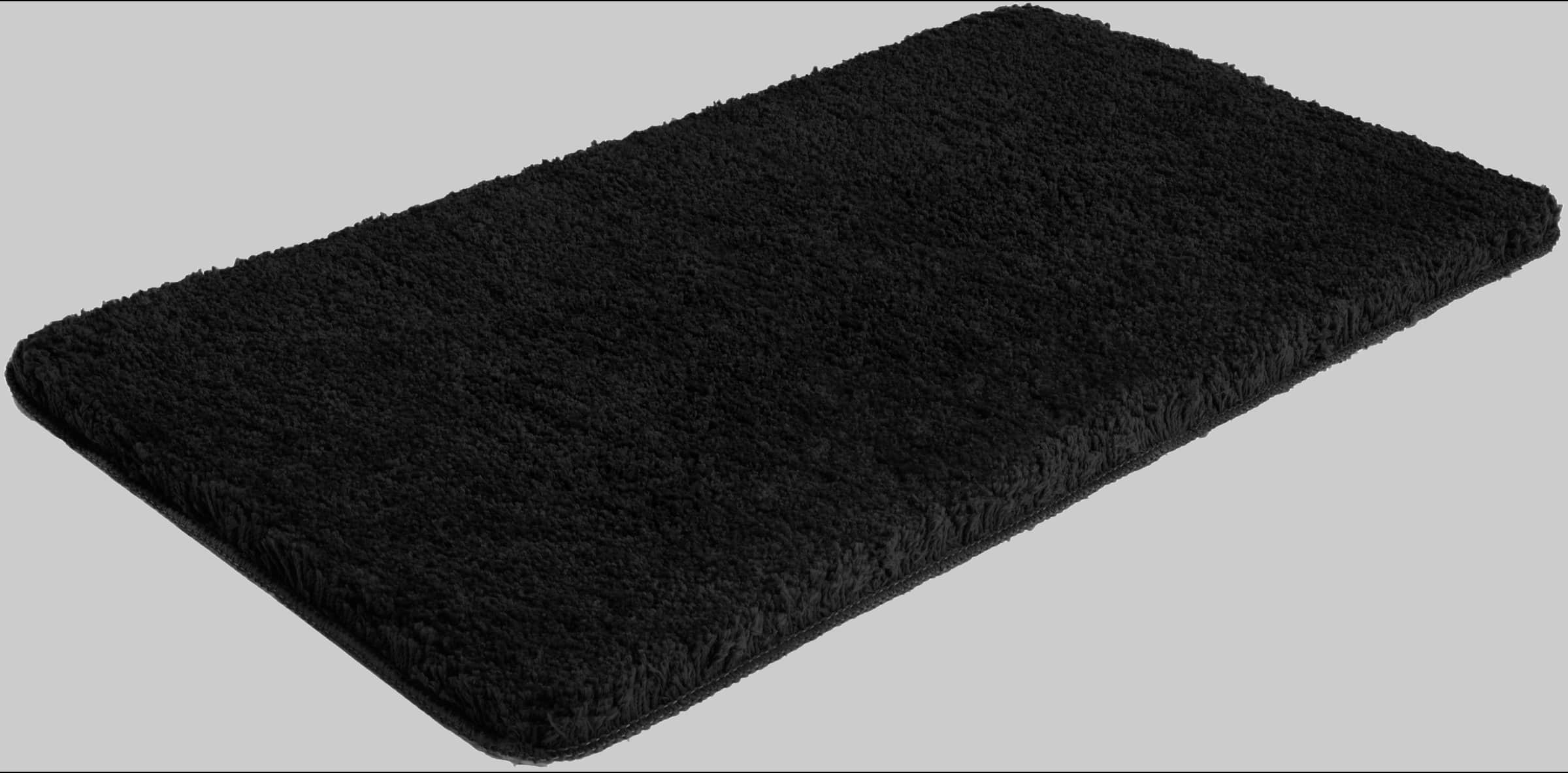 my home Sanremo Premium Bath Mat - 30mm Plush, Non-Slip, Fast-Drying Polyester Microfiber - Compatible with Underfloor Heating (Rectangular/Round/3-Piece Set Options) schwarz my home Badematten