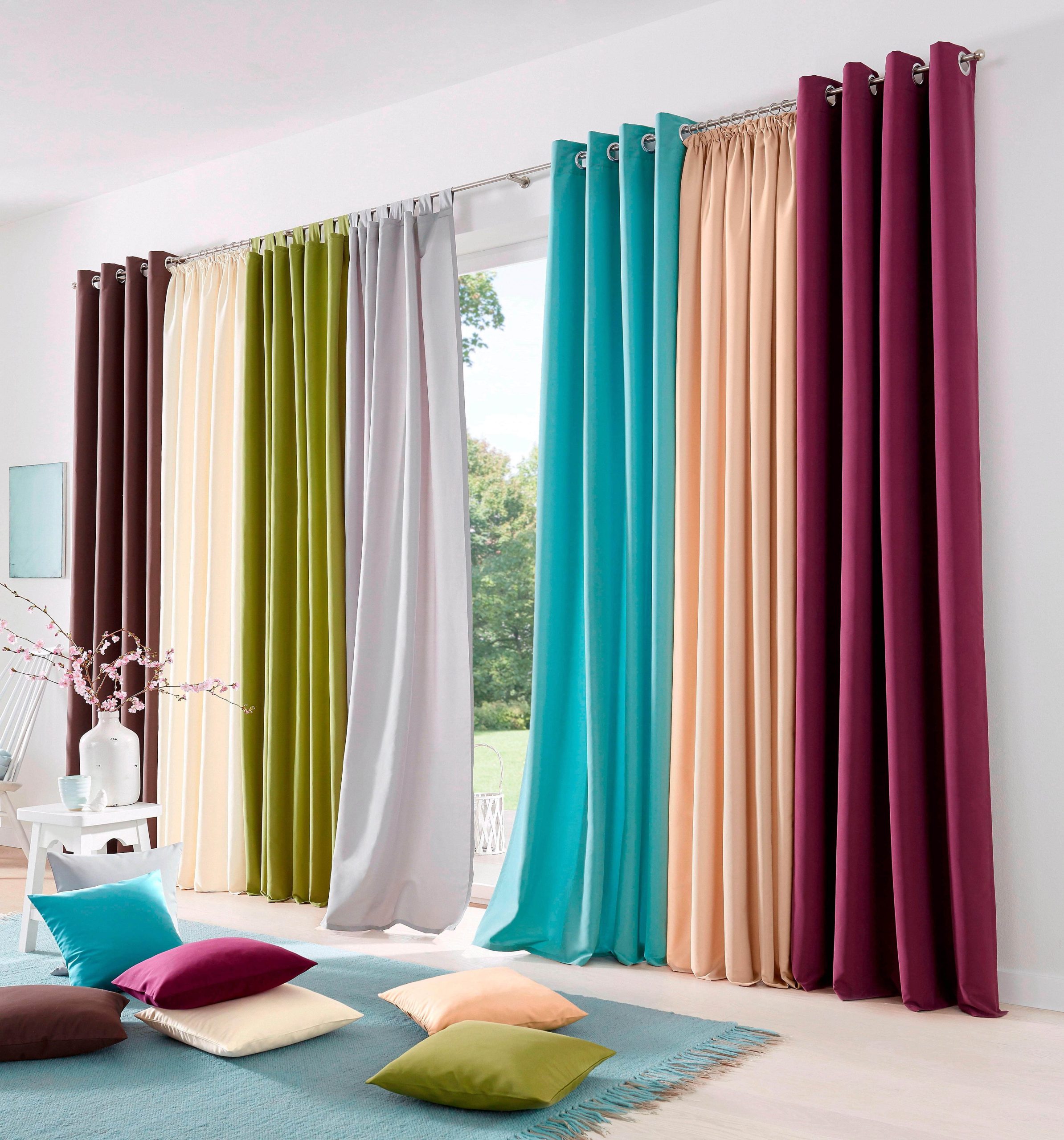 my home Vorhang »Raja« 2er-Set (140x250 cm) - Moderner Sichtschutz aus pflegeleichter Mikrofaser | Einfarbig, blickdicht, mit Kräuselband | Beige/Champagner/Grau champagner my home Gardinen