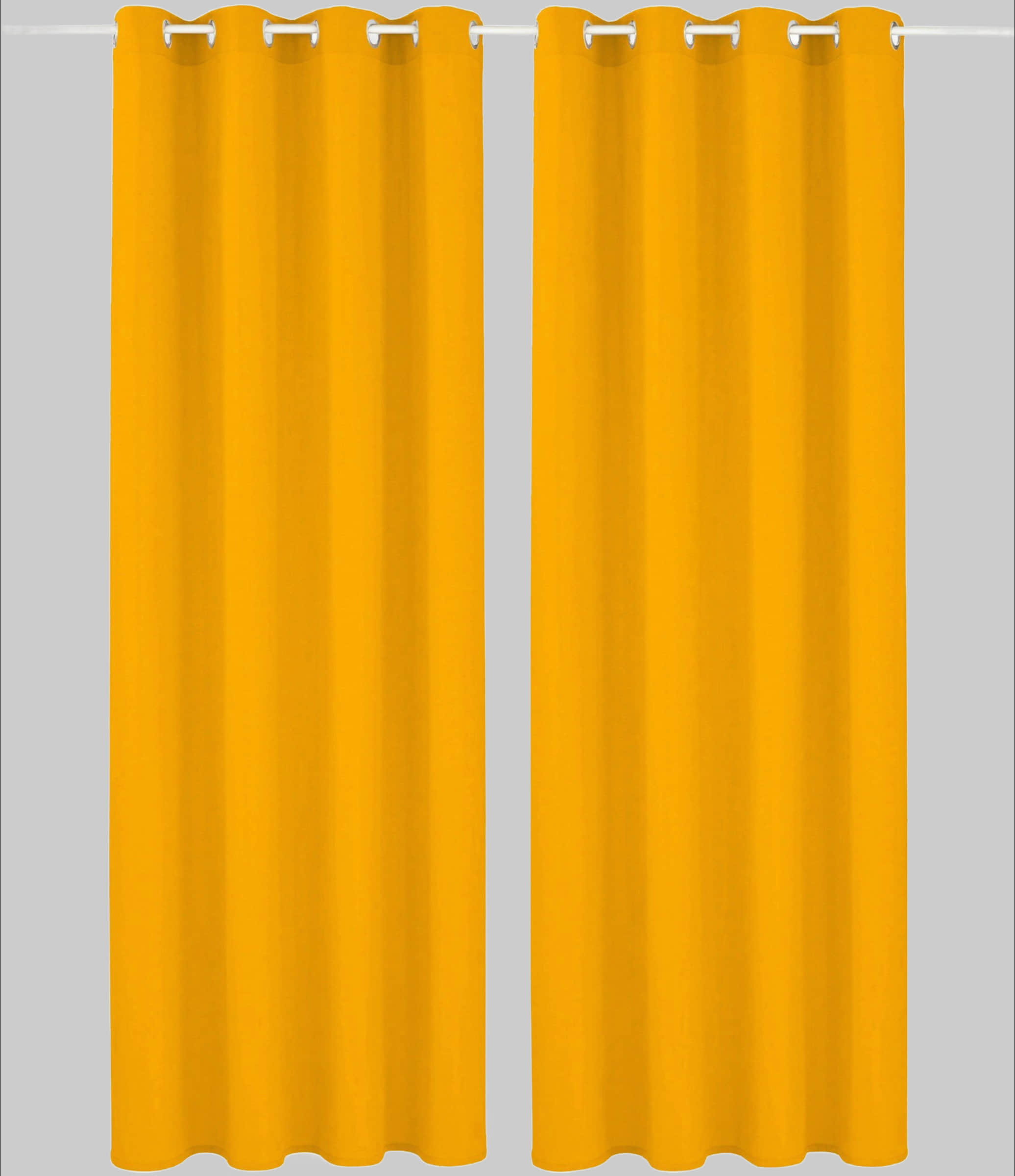 my home my home Vorhang »Raja« 2er-Set (140x250 cm) - Moderner Sichtschutz aus pflegeleichter Mikrofaser | Einfarbig, blickdicht, mit Kräuselband | Beige/Champagner/Grau messingfar Gardinen