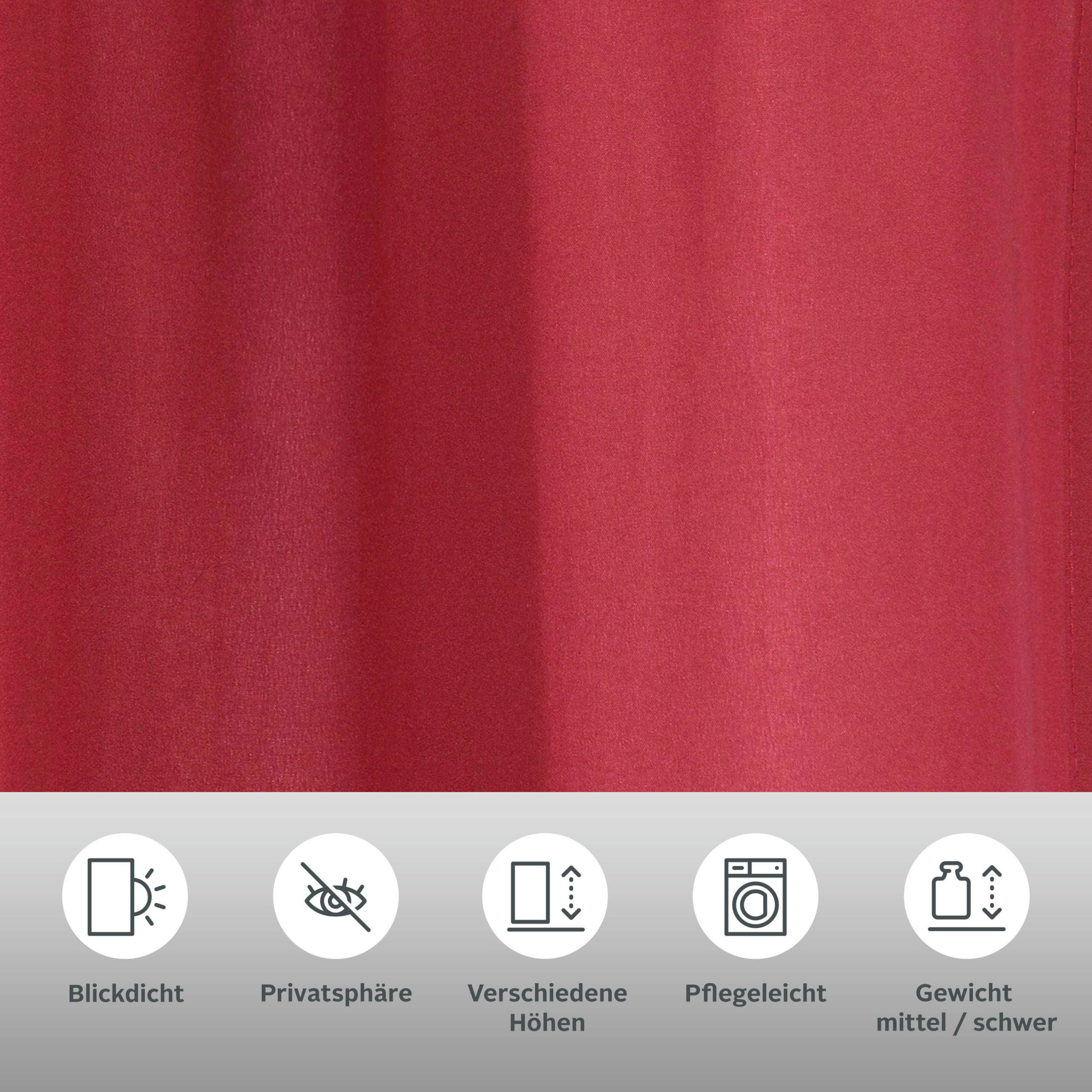 my home Vorhang »Raja« 2er-Set (140x250 cm) - Moderner Sichtschutz aus pflegeleichter Mikrofaser | Einfarbig, blickdicht, mit Kräuselband | Beige/Champagner/Grau rot Gardinen my home
