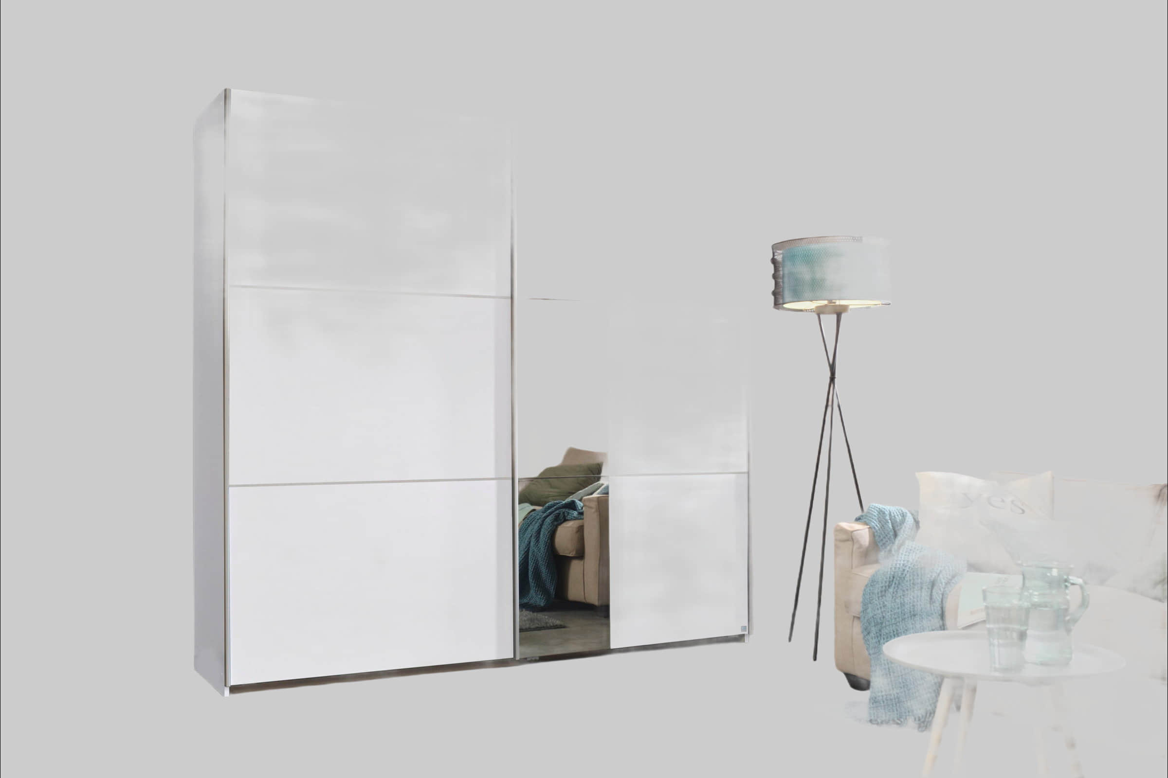 rauch ASTANA Sliding Door Wardrobe - German-Made with Silent Doors, Full-Length Mirror & Storage Boxes (Multiple Sizes) weiß rauch Schränke