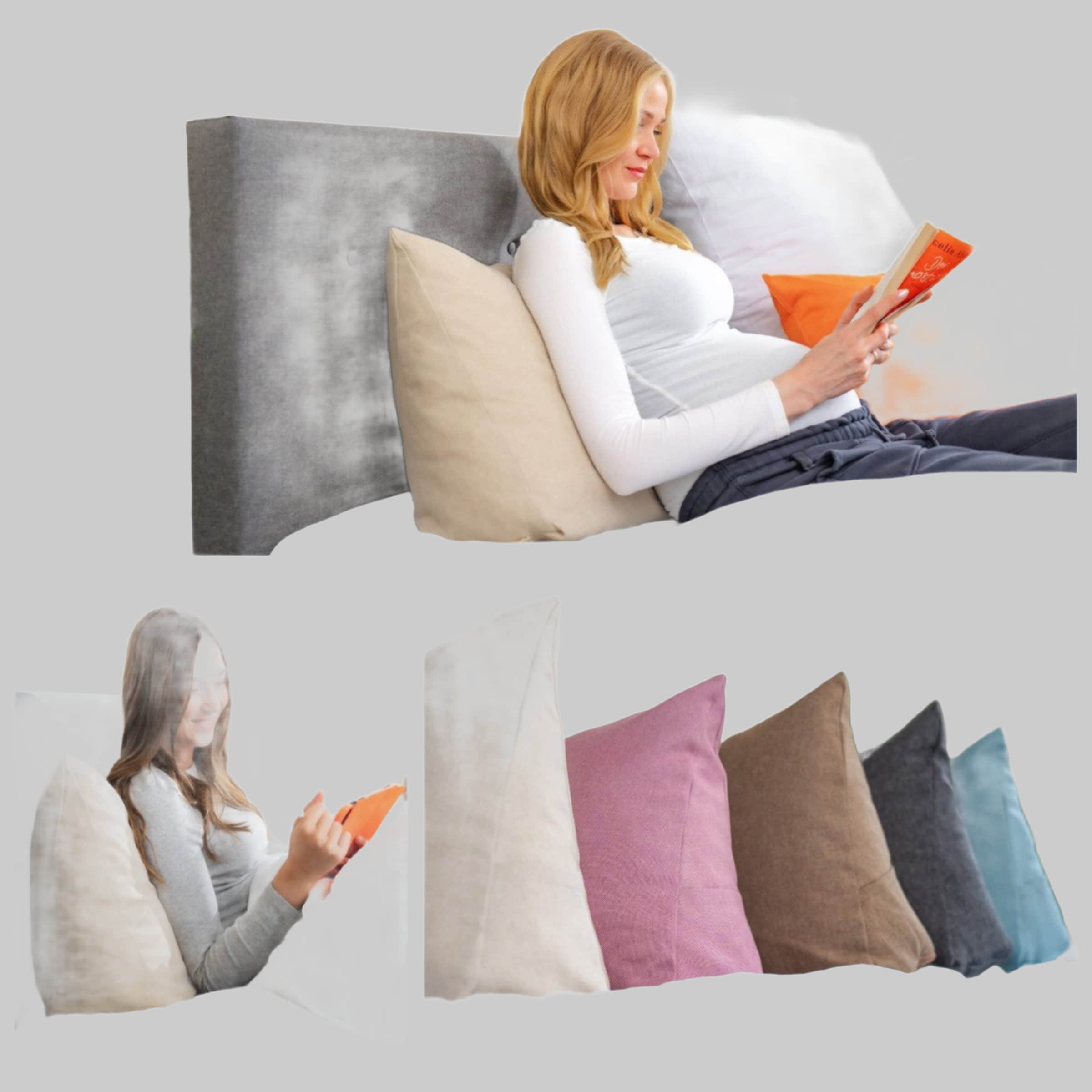 sleepling Kissen sleepling Premium Keilkissen mit Seitentasche - Multifunktionales Rückenkissen für Sofa & Bett, 70x40x20cm, waschbar, Öko-Tex zertifiziert altrosa