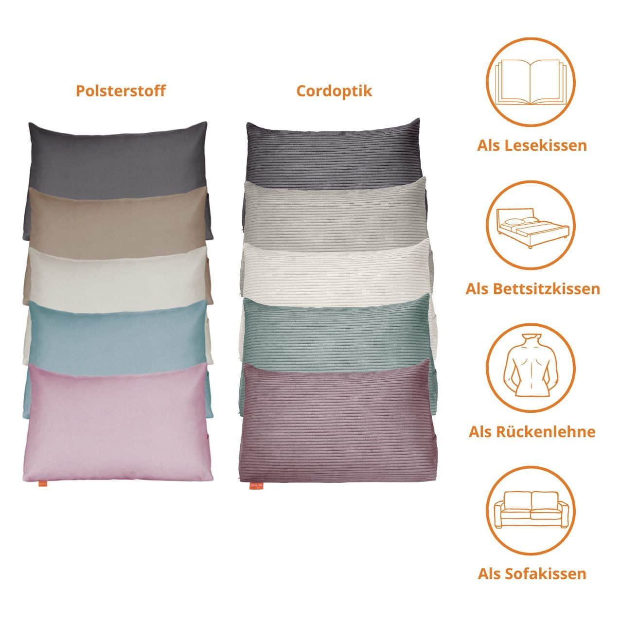 sleepling Kissen sleepling Premium Keilkissen mit Seitentasche - Multifunktionales Rückenkissen für Sofa & Bett, 70x40x20cm, waschbar, Öko-Tex zertifiziert türkis